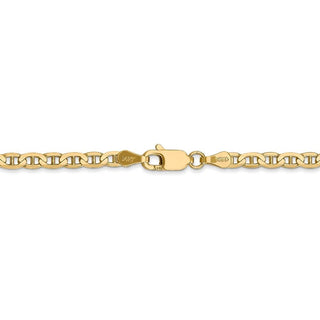 22" 14k Yellow Gold 3mm Concave Anchor Chain Necklace
