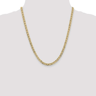 22" 14k Yellow Gold 4.5mm Concave Anchor Chain Necklace