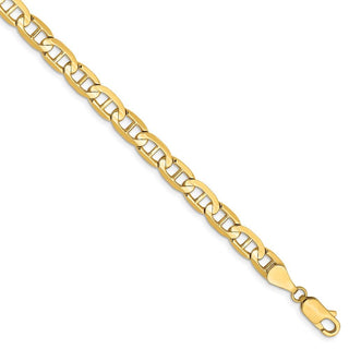 9" 14k Yellow Gold 5.25mm Concave Anchor Chain Bracelet