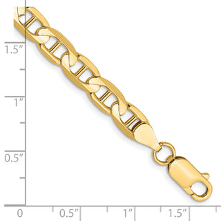 9" 14k Yellow Gold 6.25mm Concave Anchor Chain Bracelet