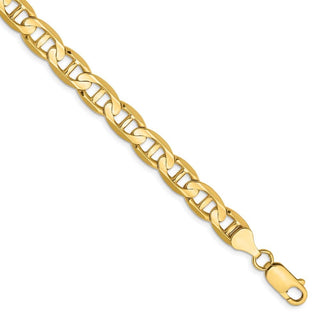 9" 14k Yellow Gold 7mm Concave Anchor Chain Bracelet