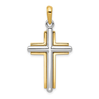 14k Yellow and White Gold Latin Cross Pendant CG10