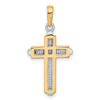 14k Yellow and White Gold Cross Pendant CG11
