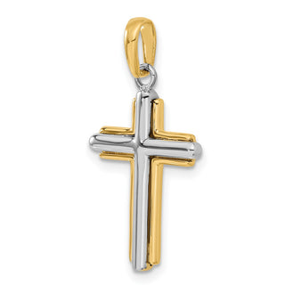 14k Yellow and White Gold Cross Pendant CG11