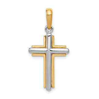 14k Yellow and White Gold Cross Pendant CG11