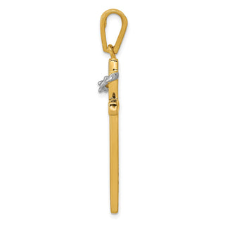 14k Yellow and White Gold Cross Pendant CG30A