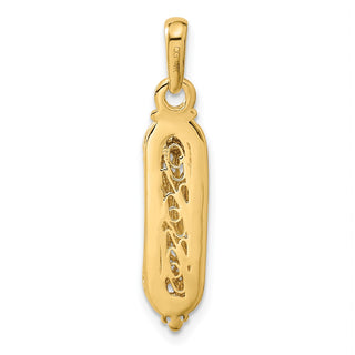 14k Yellow Gold with Rhodium Mezuzah w/Shin Pendant CG38
