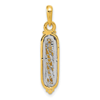 14k Yellow Gold with Rhodium Mezuzah w/Shin Pendant CG38