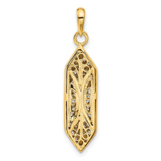 14k Yellow Gold with Rhodium Mezuzah with Shin Pendant