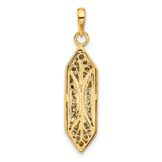 14k Yellow Gold with Rhodium Mezuzah with Shin Pendant