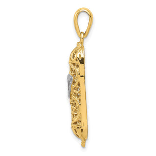 14k Yellow Gold with Rhodium Mezuzah w/Shin Pendant CG40