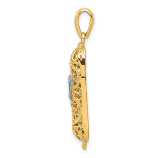 14k Yellow Gold with Rhodium Mezuzah w/Shin Pendant CG40