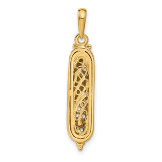 14k Yellow Gold with Rhodium Mezuzah w/Shin Pendant CG40