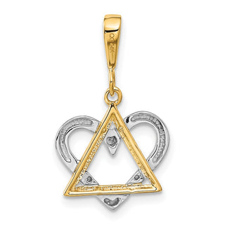 14k Yellow and White Gold Heart-Shaped Star Of David Pendant CG64