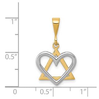 14k Yellow and White Gold Heart-Shaped Star Of David Pendant CG64