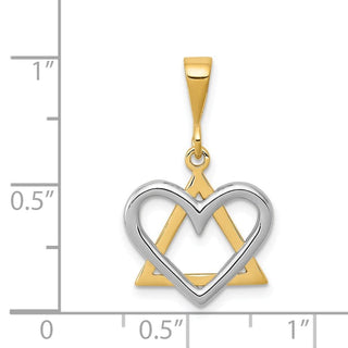14k Yellow and White Gold Heart-Shaped Star Of David Pendant CG64