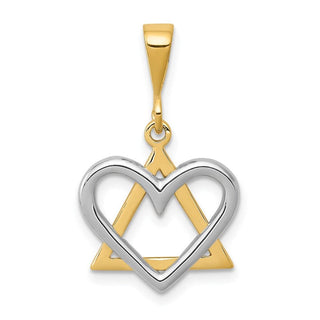 14k Yellow and White Gold Heart-Shaped Star Of David Pendant CG64