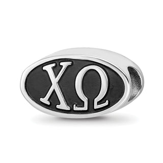 Sterling Silver LogoArt 15.25mm Chi Omega Sorority Greek Letters Enameled Oval Bead