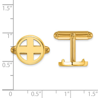 14k Yellow Gold Polished Classic 13mm Coin Bezel Cuff Links - Fits 2 Pesos and US $1
