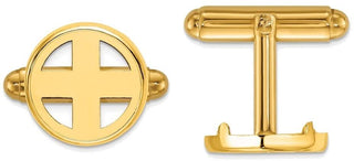 14k Yellow Gold Polished Classic 13mm Coin Bezel Cuff Links - Fits 2 Pesos and US $1