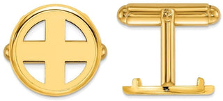 14k Yellow Gold Polished Classic 15mm Coin Bezel Cuff Links - Fits US $1 Type 2