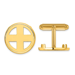 14k Yellow Gold Polished Classic 17.8mm Coin Bezel Cuff Links - Fits US $2.50 Liberty and Other Coins