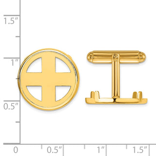 14k Yellow Gold Polished Classic 18mm Coin Bezel Cuff Links - Fits 1/10 oz Cat