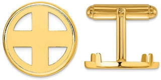 14k Yellow Gold Polished Classic 18mm Coin Bezel Cuff Links - Fits 1/10 oz Cat