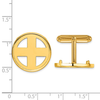 14k Yellow Gold Polished Classic 19.5mm Coin Bezel Cuff Links - Fits 1 Rand, 10 Mark Friedrich, and Half Sovereign