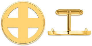 14k Yellow Gold Polished Classic 27mm Coin Bezel Cuff Links - Fits 1/2 oz American Eagle, US $10 Liberty, and Other Coins