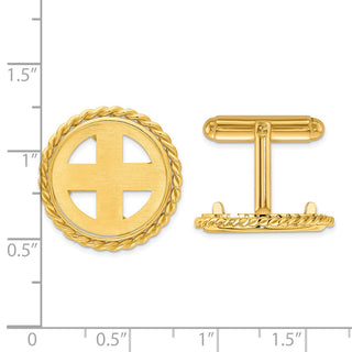 14k Yellow Gold Polished Twisted Wire 17.8mm Coin Bezel Cuff Links - Fits US $2.50 Liberty and Other Coins