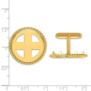 14k Yellow Gold Twisted Wire 22mm Coin Bezel Cuff Links - Fits 1/4 oz American Eagle and Other Coins