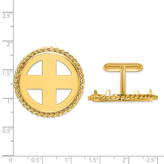 14k Yellow Gold Twisted Wire 27mm Coin Bezel Cuff Links - Fits 1/2 oz American Eagle, US $10 Liberty, and Other Coins