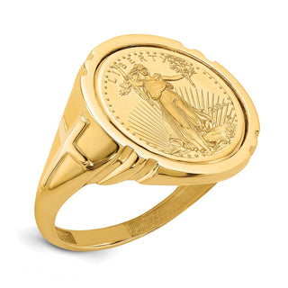 14k Yellow Gold 1/10oz American Eagle Polished Coin Ring CR10/10AEC