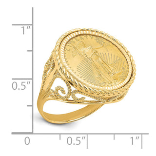 14k Yellow Gold 1/10oz American Eagle Diamond-Cut Coin Ring CR11D/10AEC