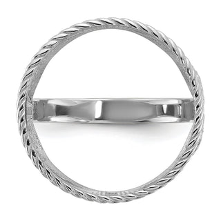 14k White Gold Ladies Polished Twisted Wire Scroll Design 16.5mm Coin Bezel Ring - Fits 1/10 oz American Eagle and 1/10 oz Krugerrand