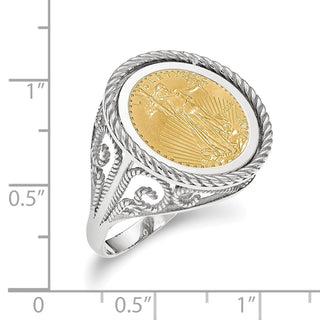 14k White Gold 1/10oz American Eagle Polished Coin Ring CR11W/10AEC