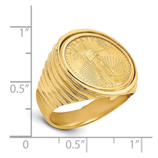 14k Yellow Gold 1/10oz American Eagle Polished Coin Ring CR12/10AEC