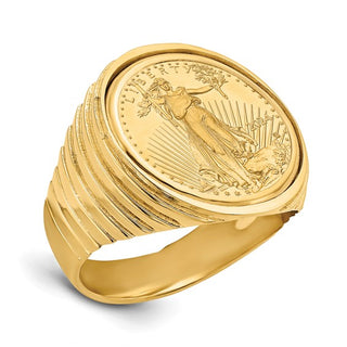 14k Yellow Gold 1/10oz American Eagle Polished Coin Ring CR12/10AEC