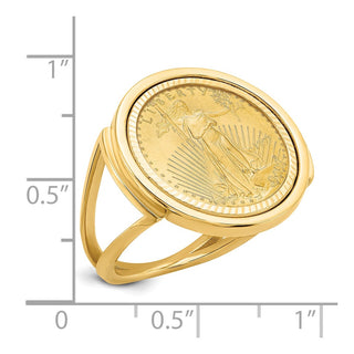 14k Yellow Gold 1/10oz American Eagle Diamond-Cut Coin Ring CR13D/10AEC