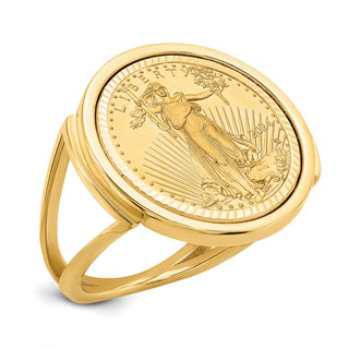 14k Yellow Gold 1/10oz American Eagle Diamond-Cut Coin Ring CR13D/10AEC