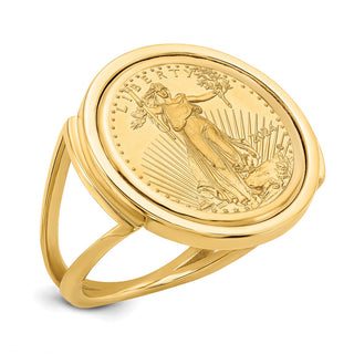 14k Yellow Gold 1/10oz American Eagle Polished Coin Ring CR13/10AEC