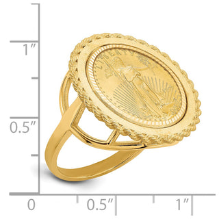 14k Yellow Gold 1/10oz American Eagle Diamond-Cut Coin Ring CR14D/10AEC