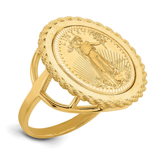 14k Yellow Gold 1/10oz American Eagle Diamond-Cut Coin Ring CR14D/10AEC