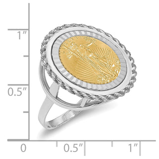 14k White Gold 1/10oz American Eagle Diamond-Cut Coin Ring CR14WD/10AEC