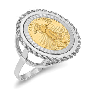 14k White Gold 1/10oz American Eagle Diamond-Cut Coin Ring CR14WD/10AEC