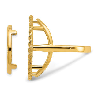 14k Yellow Gold Ladies Polished Rope 16.5mm Coin Bezel Ring - Fits 1/10 oz American Eagle and 1/10 oz Krugerrand