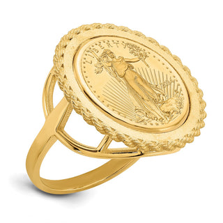 14k Yellow Gold 1/10oz American Eagle Polished Coin Ring CR14/10AEC
