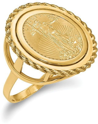 14k Yellow Gold 1/10oz American Eagle Polished Coin Ring CR14/10AEC
