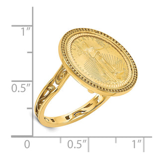 14k Yellow Gold 1/10oz American Eagle Diamond-Cut Coin Ring CR1D/10AEC